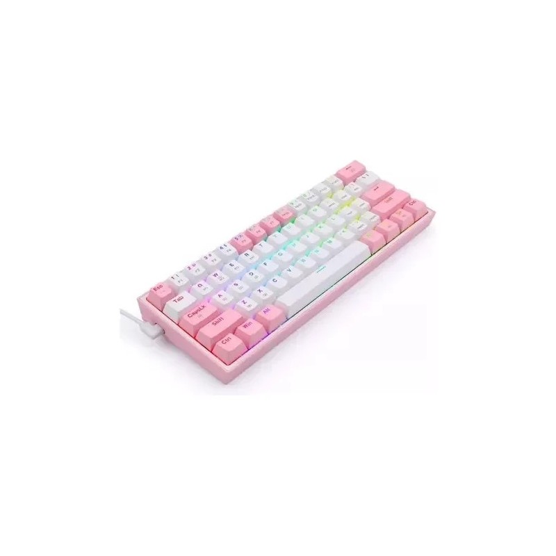 Teclados Redragon Fizz Pro Pink/White red switch spanish wireless K616-RGB PW SP