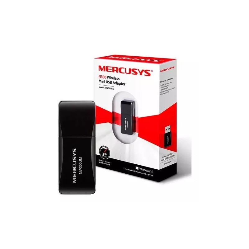 Mini Adaptador Mercusys N300 Usb Inalámbrico 300mbps