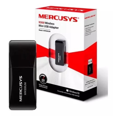 Mini Adaptador Mercusys N300 Usb Inalámbrico 300mbps