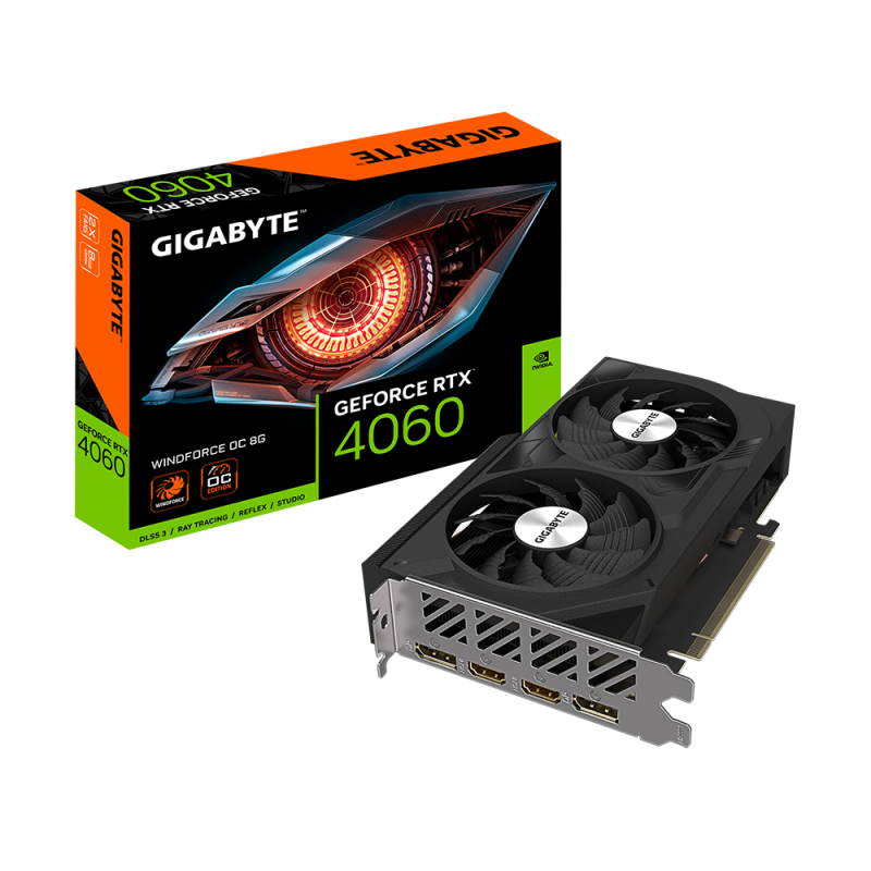 Placa de Video Gigabyte RTX 4060 Windforce OC 8GB