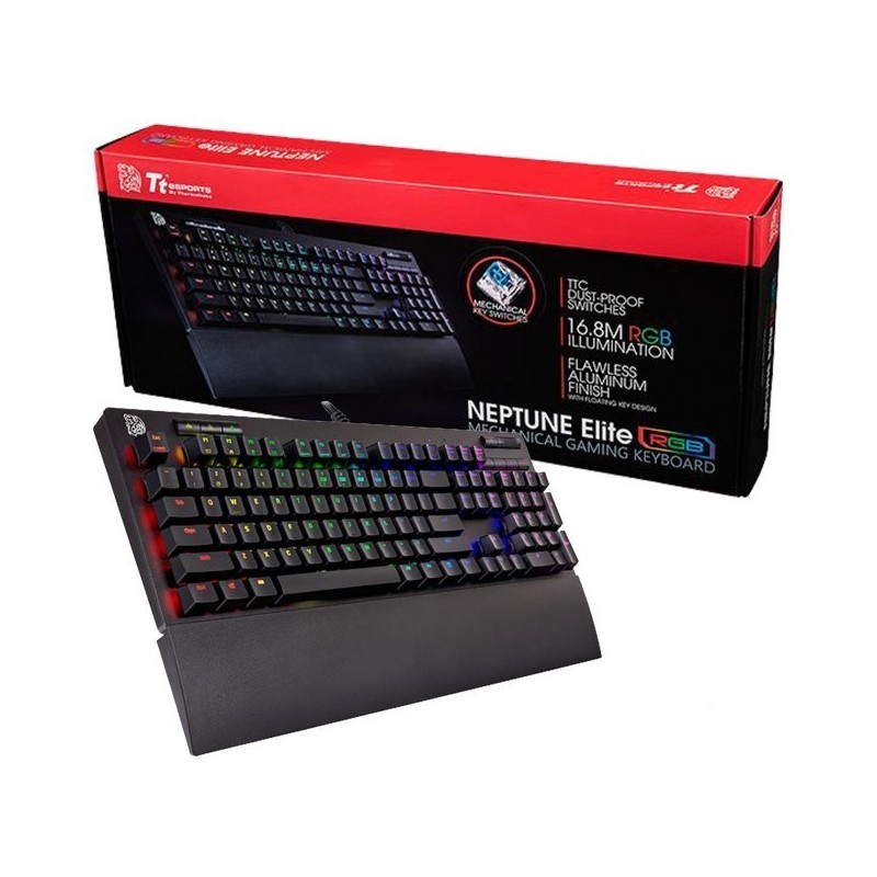 TECLADO GAMER TT ESPORTS NEPTUNE ELITE TTC RGB BLUE AXIS BLACK SPANISH