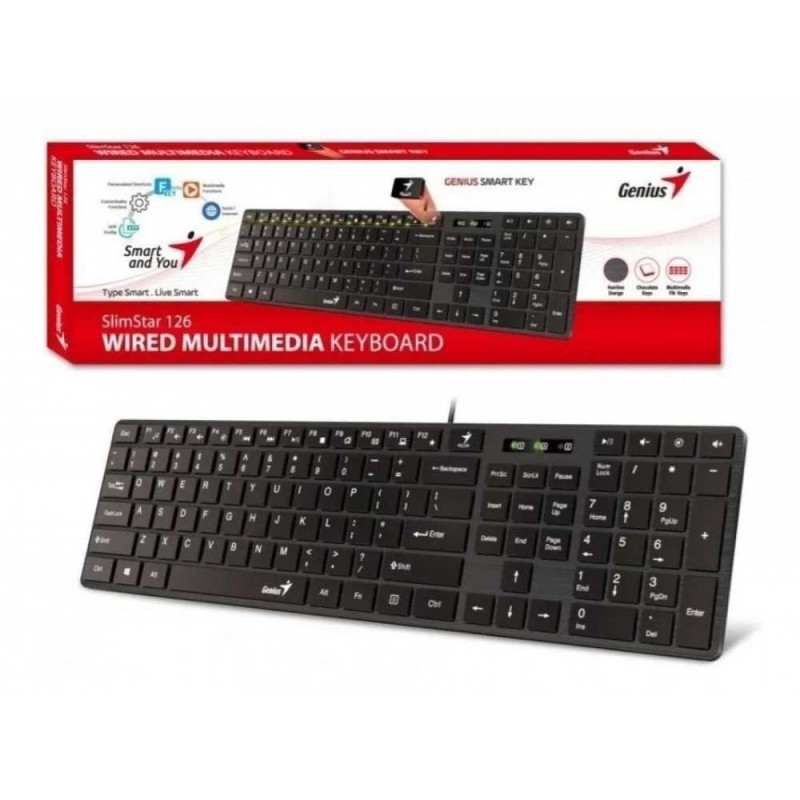 TECLADO GENIUS SLIMSTAR 126 BLACK USB
