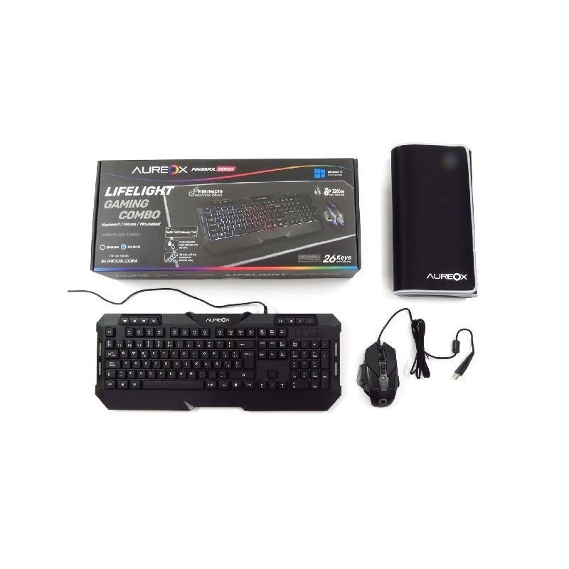 AUREOX COMBO GAMER LIFELIGHT (MOUSE + TECLADO + MOUSEPAD)