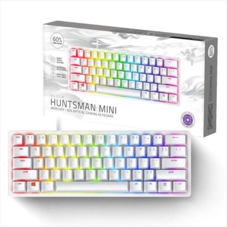 TECLADO GAMER RAZER HUNTSMAN MINI MERCURY WHITE SW RED LINEAR